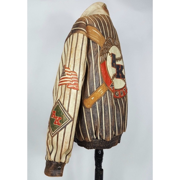 SOLD//SOLD// Vintage Leather Baseball Jacket - Picture 4 of 8